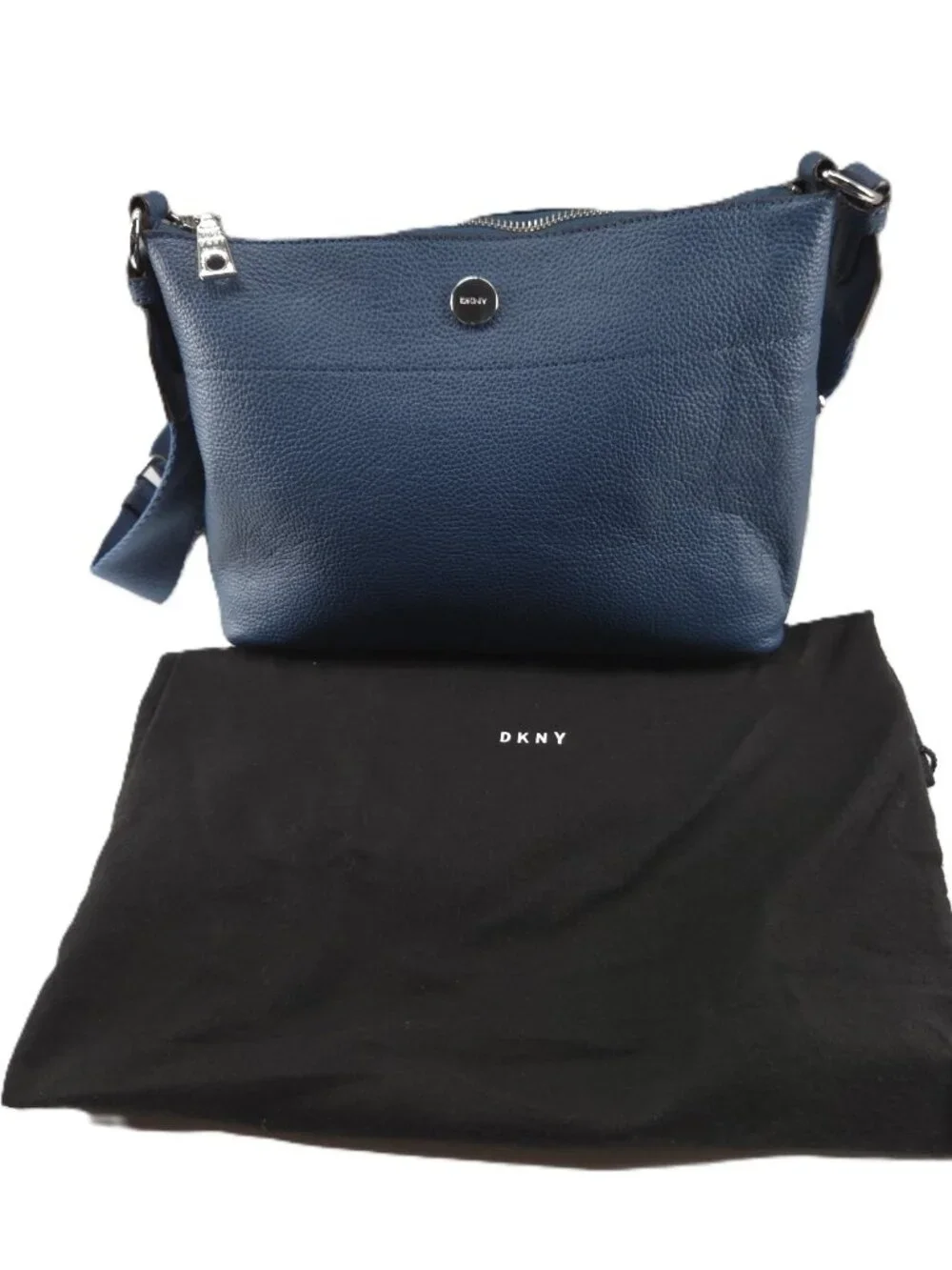 DKNY Winston Crossbody Bag Womens Small Blue Leather Adjustable Strap Dust Bag